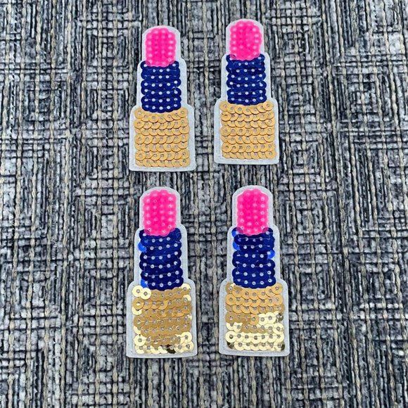 Lip stick Patches Multi color Sequins Iron On Patches Lot of 4 patches for craft - Picture 4 of 9